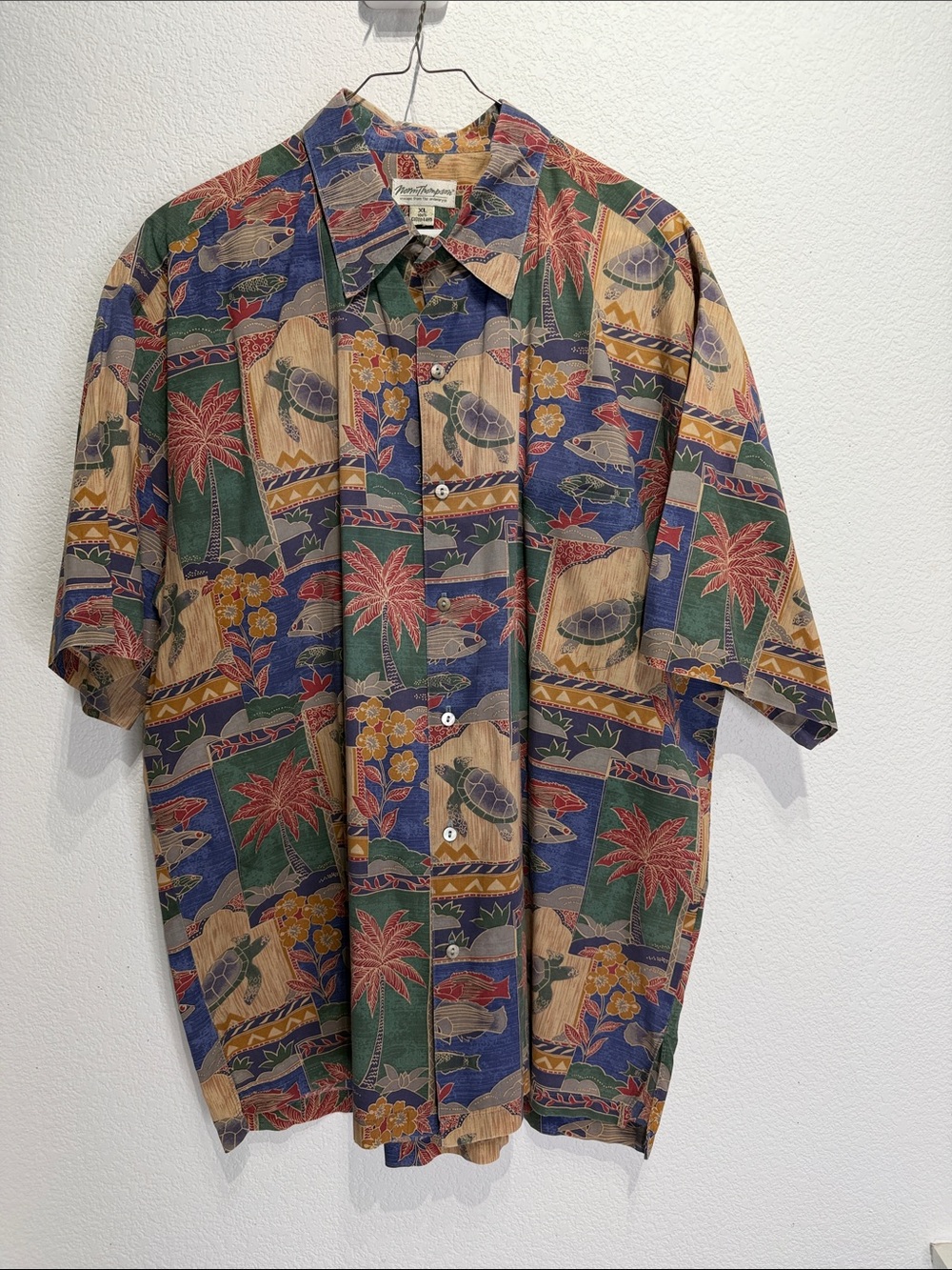 Norm Thompson Turtle & Palm Tropical Print Button-Up Shirt